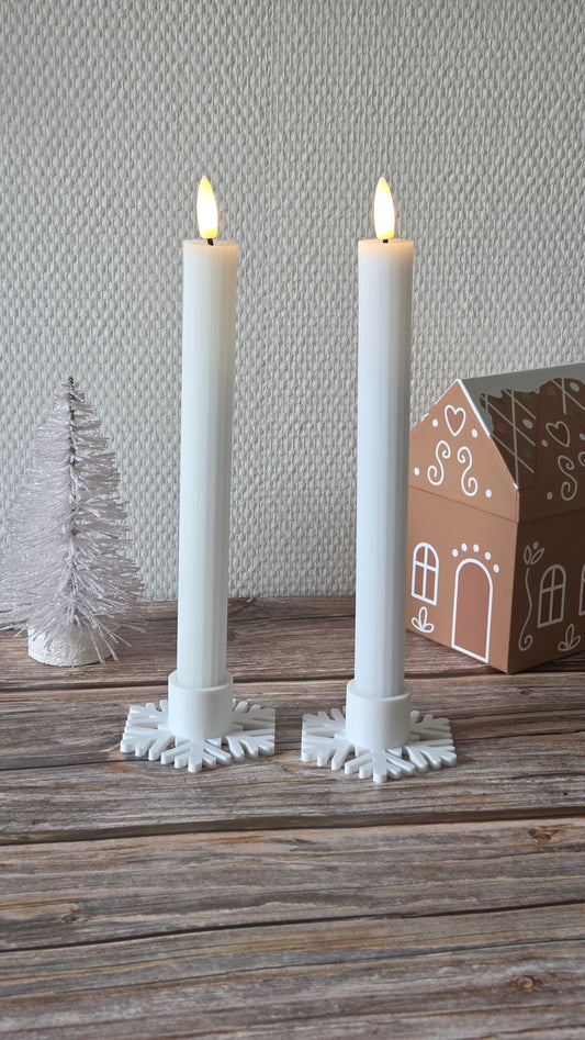 Snefnug Lysestage, hvid, H 2,8 cm