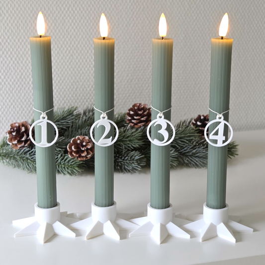 Adventstal lille, sæt med 4, hvid, H 3,8 cm