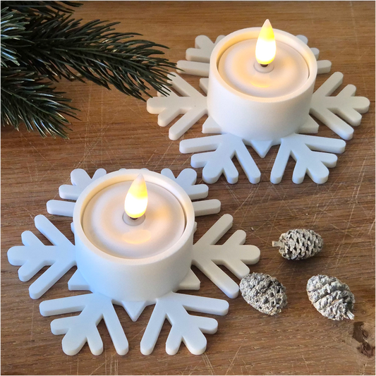 Snefnug Fyrfadsstage, hvid, H 2,8 cm