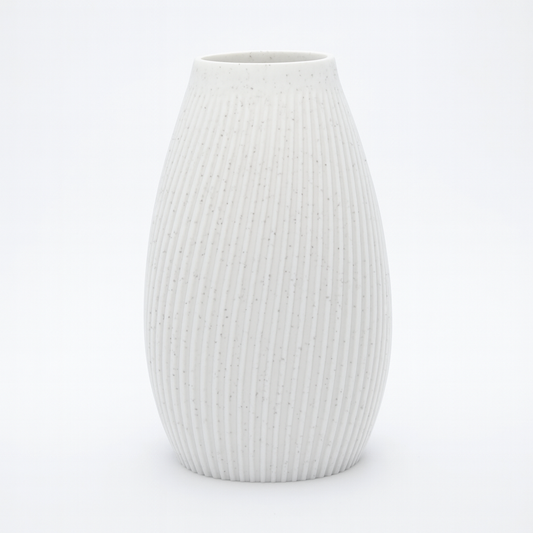 FLUTE Vase marmor – bæredygtig 3D print vase med rillet design fra Hartli