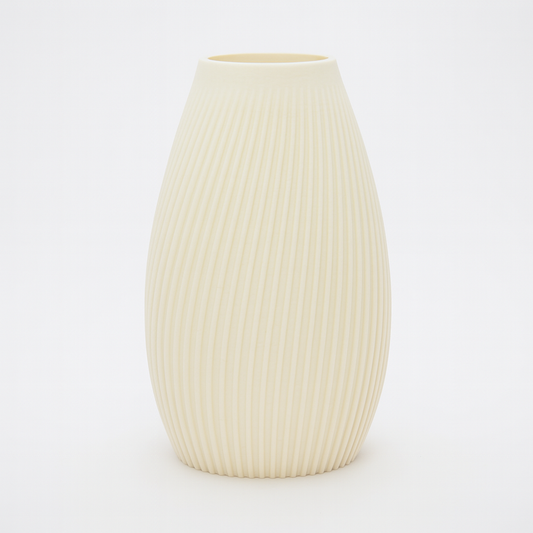 FLUTE Vase cream – bæredygtig 3D print vase med rillet design fra Hartli