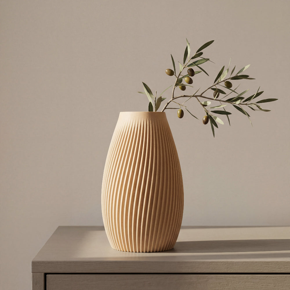 FLUTE vase i birk - bærdygtig dansk design produceret i Danmark