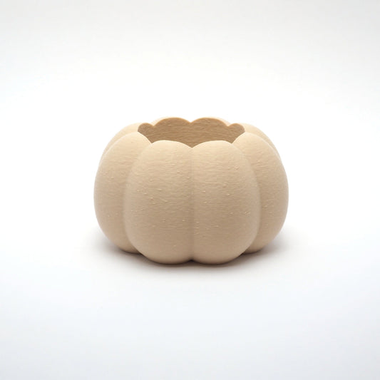 Græskar lysestage i beige – bæredygtig 3D print Halloween dekoration fra Hartli