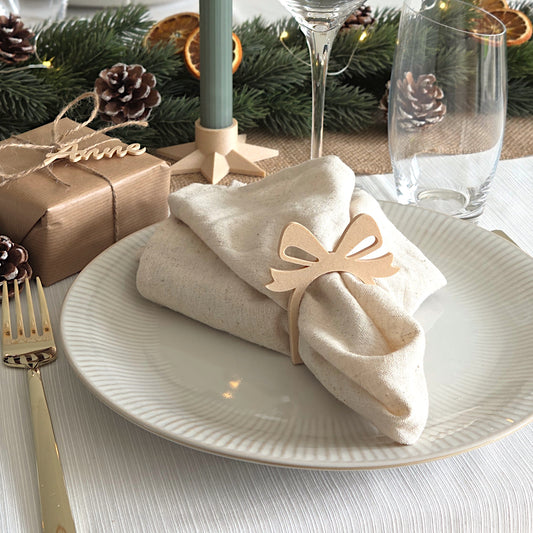 Servietring Sløjfe, sæt af 4, birk, H 7,4