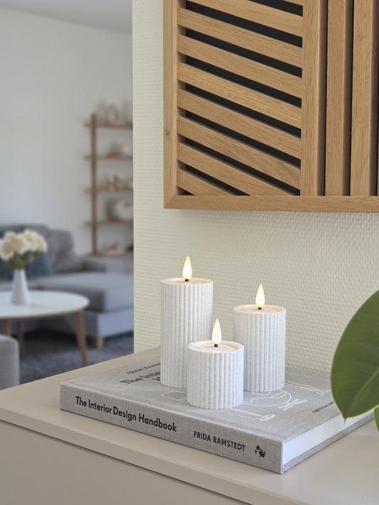 RIBB Lysestagesæt, marmor, H 5/7,5/10 cm