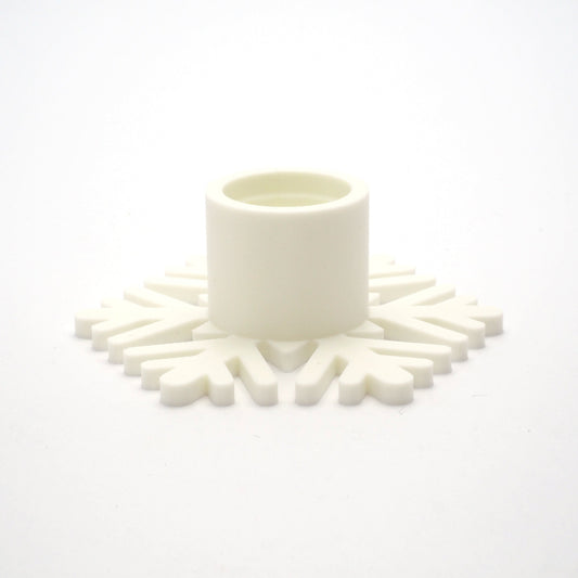 Snefnug lysestage i hvid - juledekoration i 3D print med skandinavisk elegance og bæredygtigt dansk design