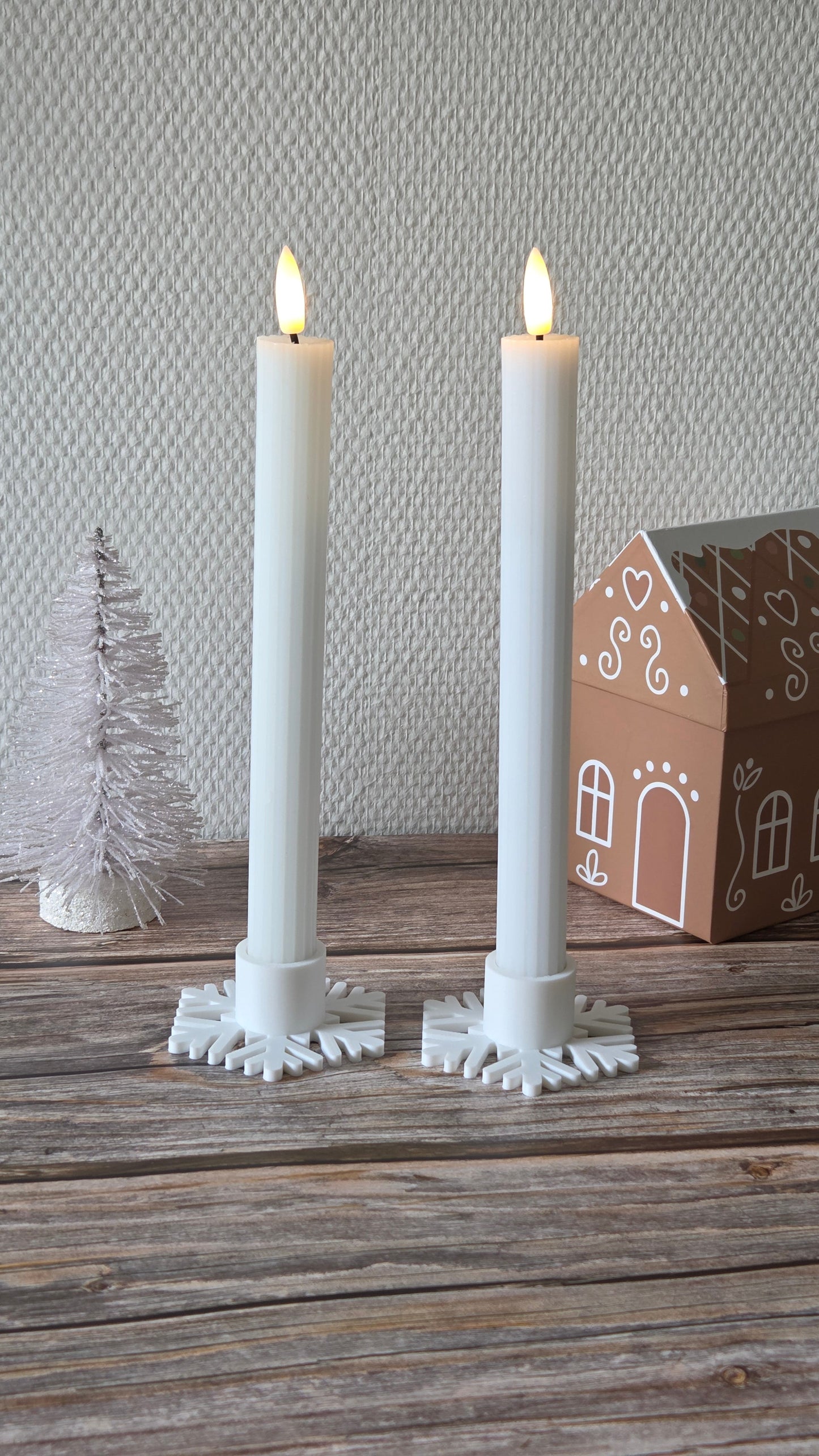 Snefnug Lysestage, hvid, H 2,8 cm