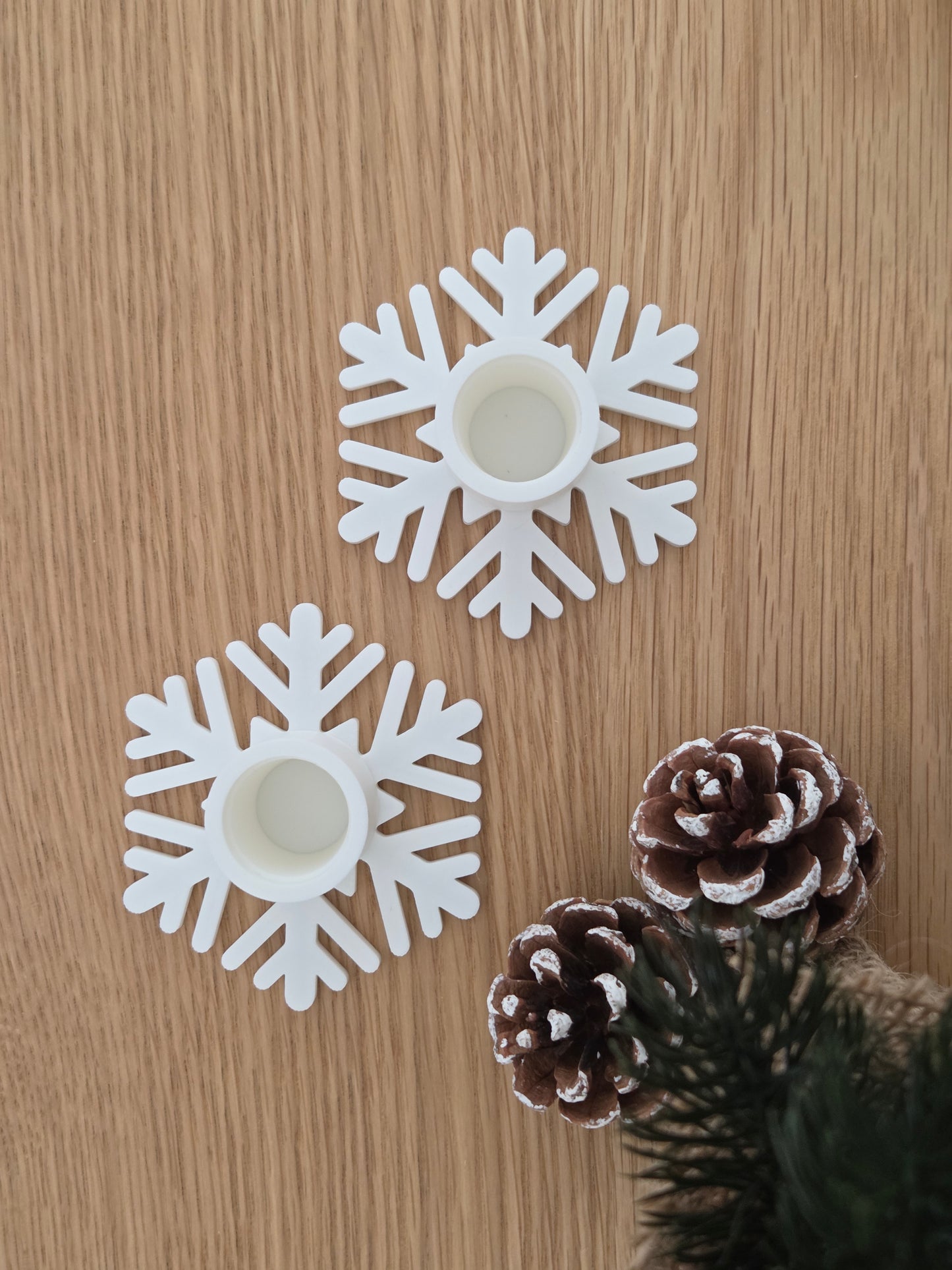 Snefnug Lysestage, hvid, H 2,8 cm