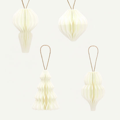 4-pak julepynt, hvid