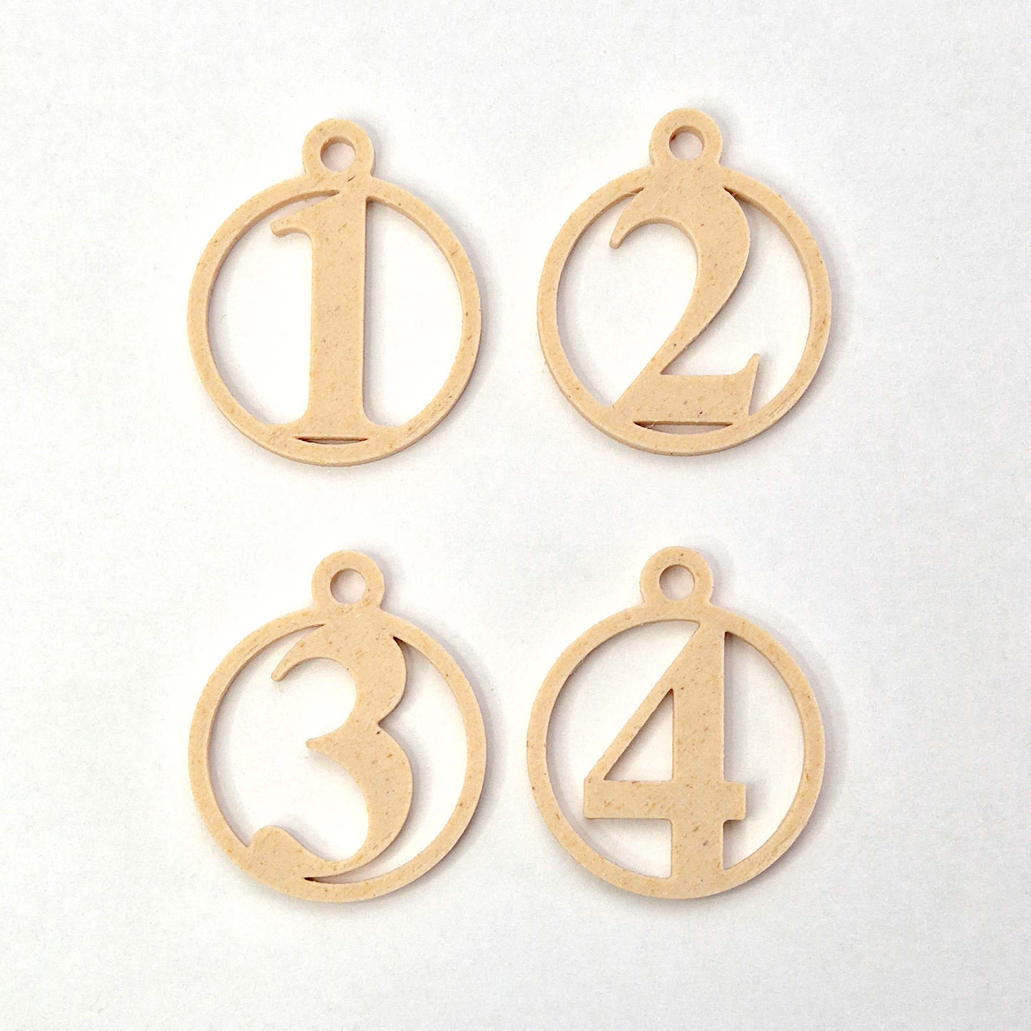 Adventstal lille, sæt med 4, birk, H 3,8 cm