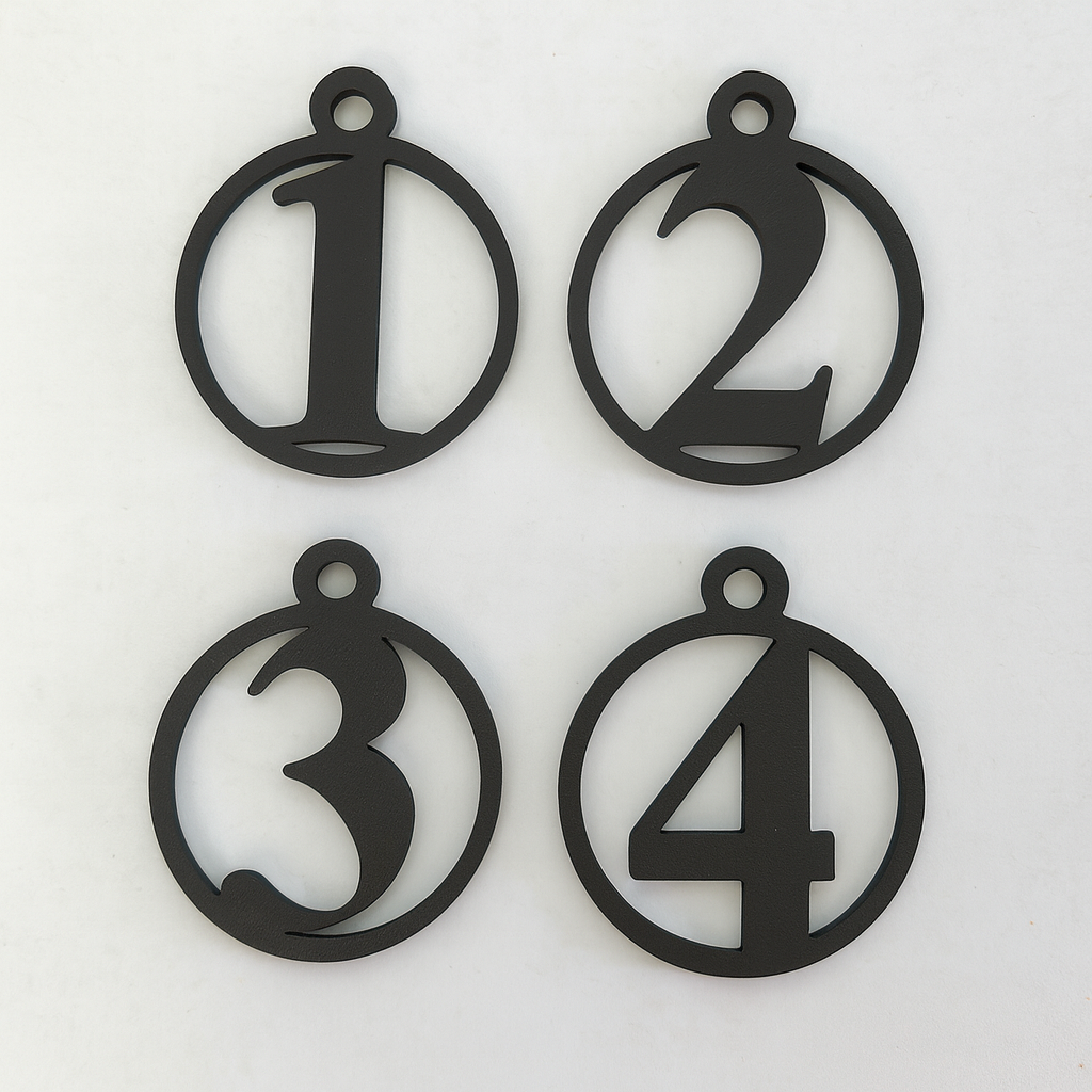 Adventstal lille, sæt med 4, sort, H 3,8 cm