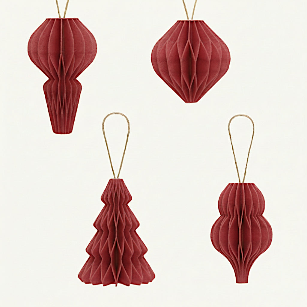 4-pak julepynt, rød