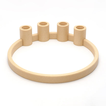 Adventskrans lysestage i birk – bæredygtig 3D print fra Hartli, rund base med fire holdere til kronelys