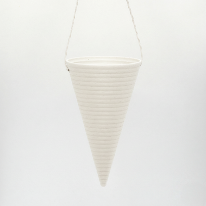 Kræmmerhus, rillet design, sæt af 2, hvid, H 9 cm