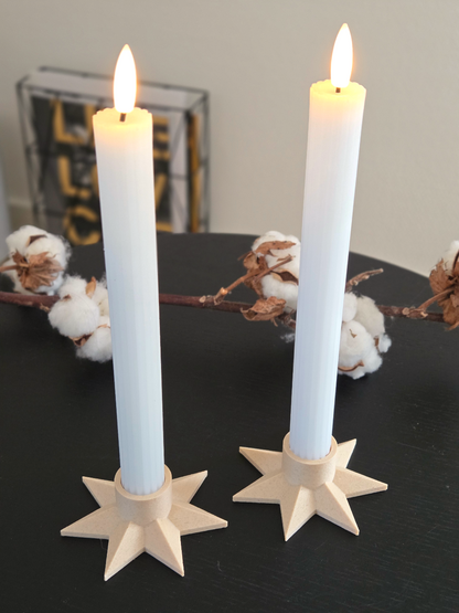 Julestjerne Lysestage, birk, H 2,8 cm