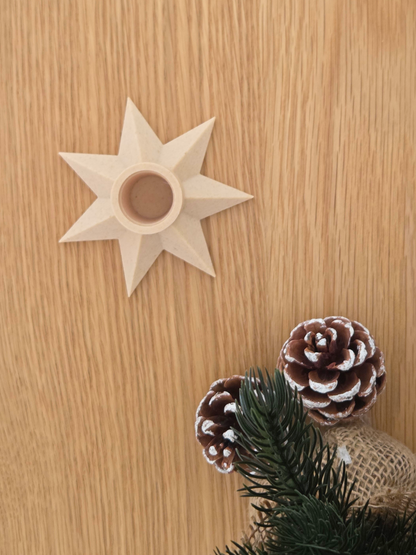 Julestjerne Lysestage, birk, H 2,8 cm