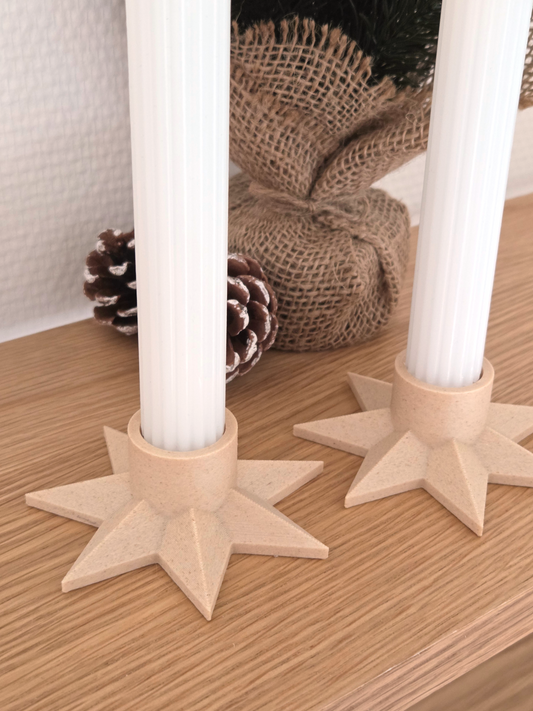 Julestjerne Lysestage, birk, H 2,8 cm