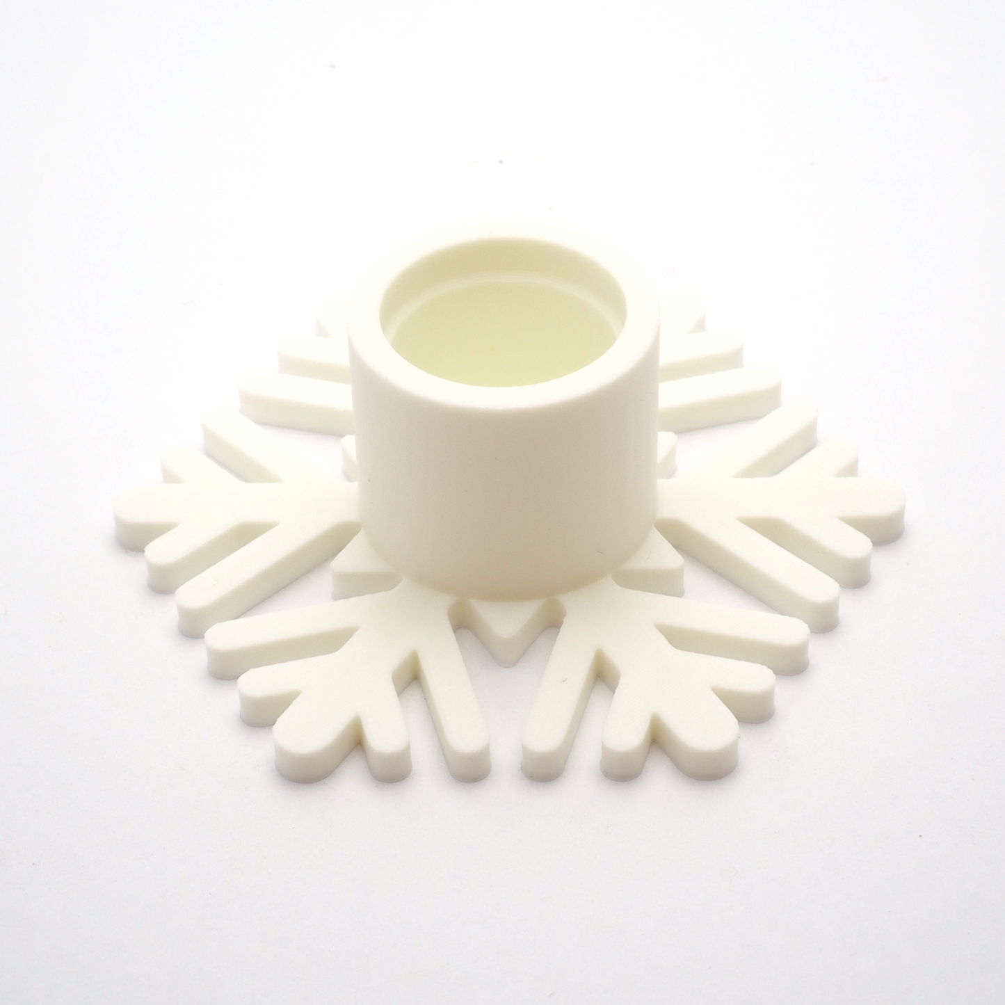 Snefnug Lysestage, hvid, H 2,8 cm