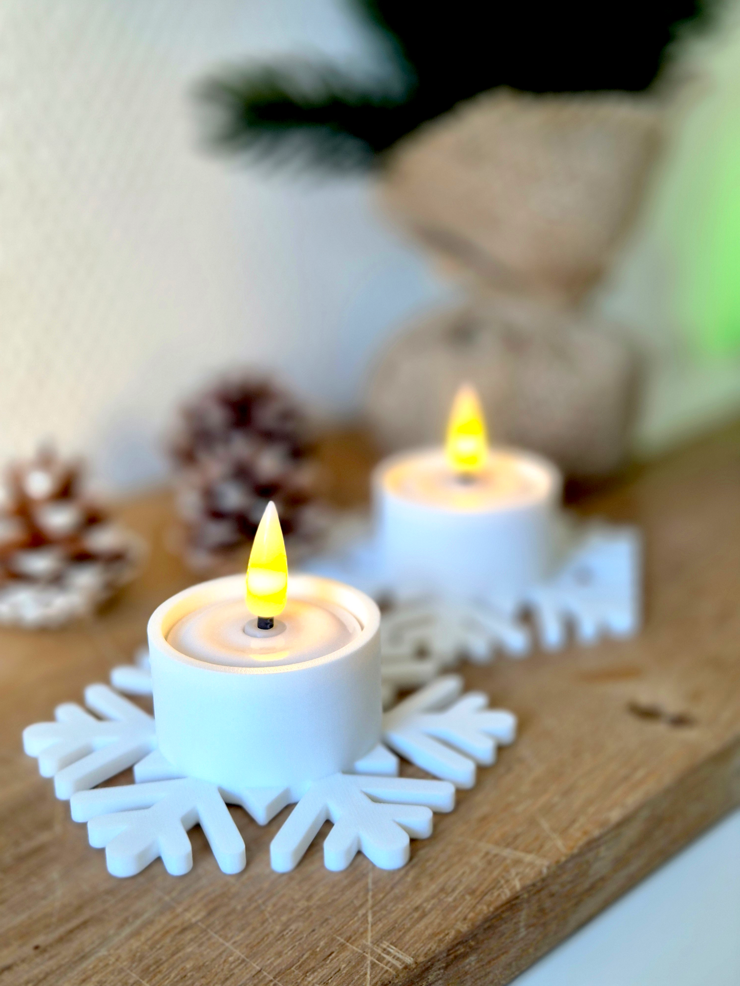 Snefnug Fyrfadsstage, hvid, H 2,8 cm