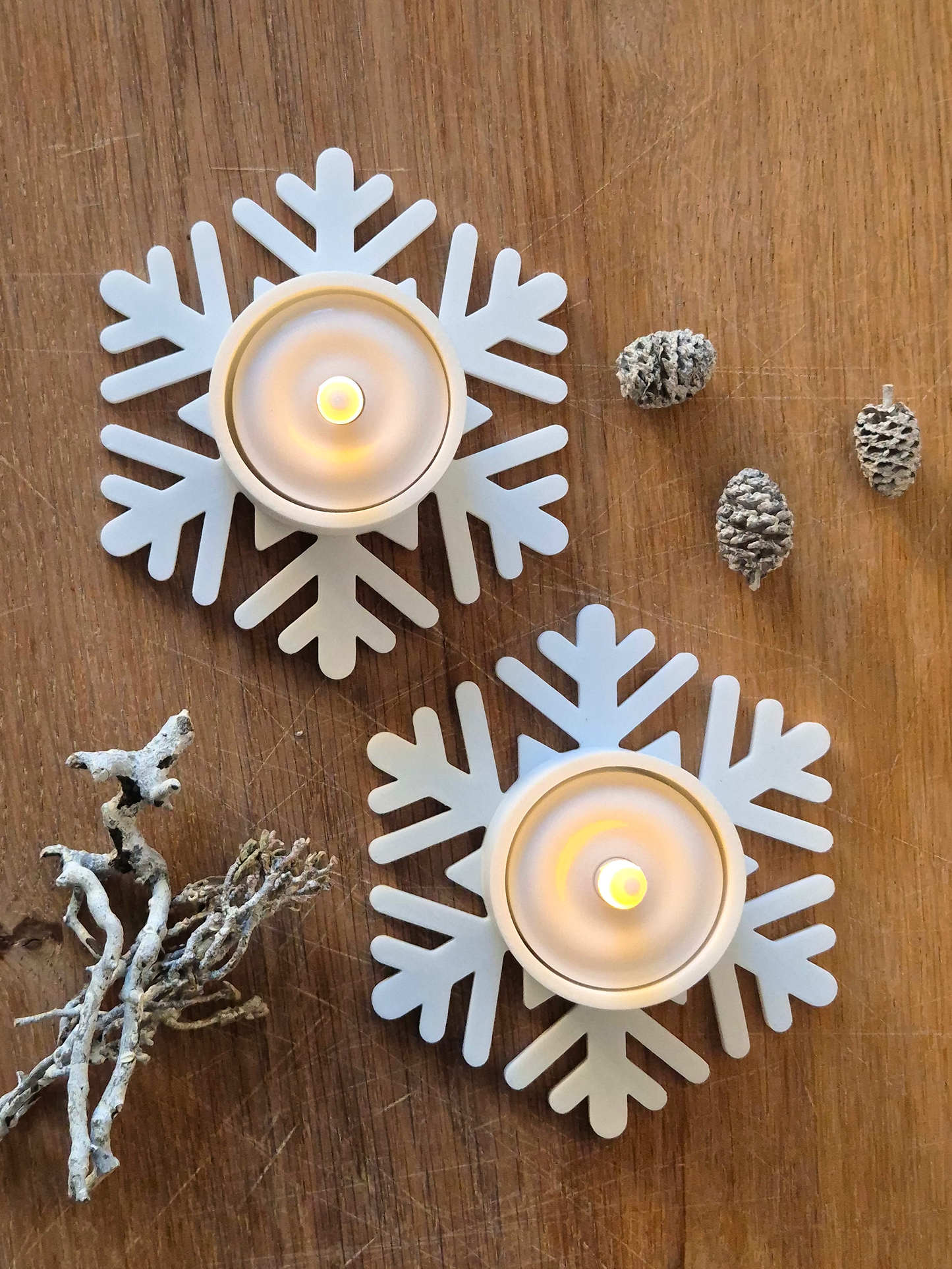 Snefnug Fyrfadsstage, hvid, H 2,8 cm