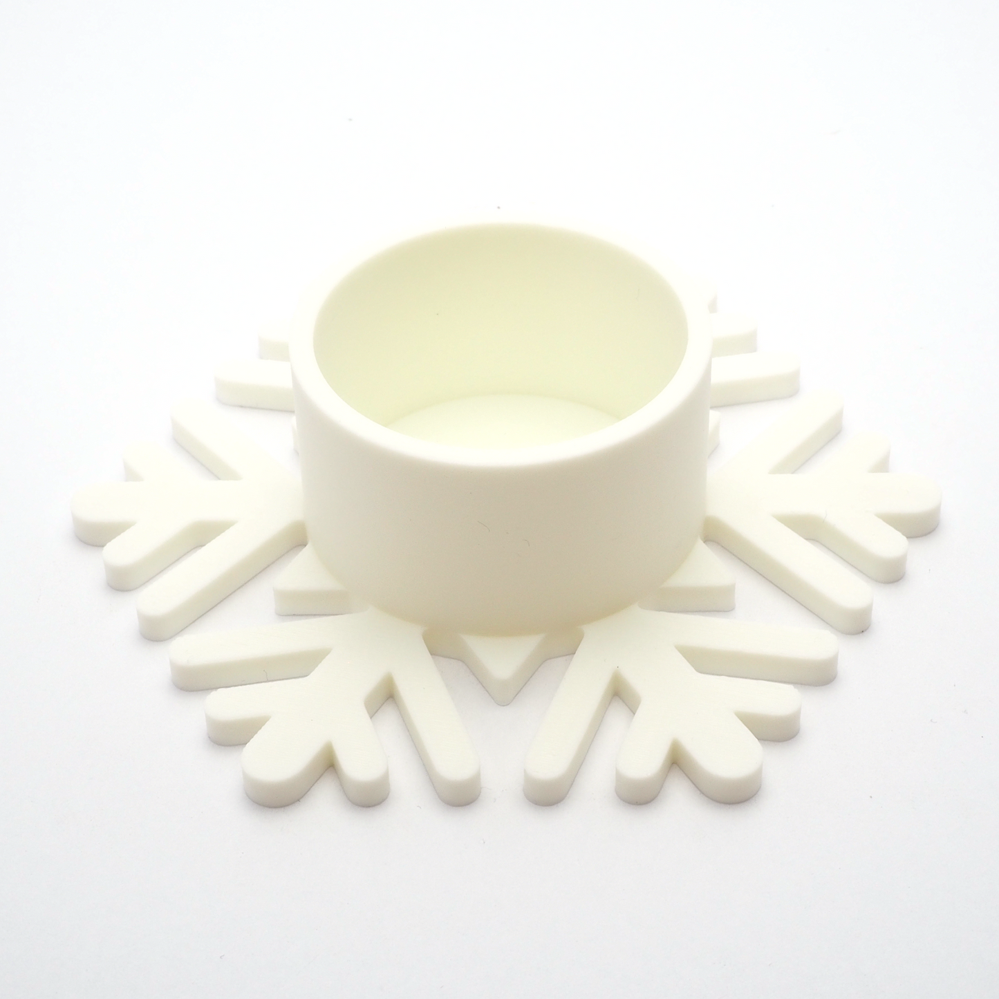 Snefnug Fyrfadsstage, hvid, H 2,8 cm