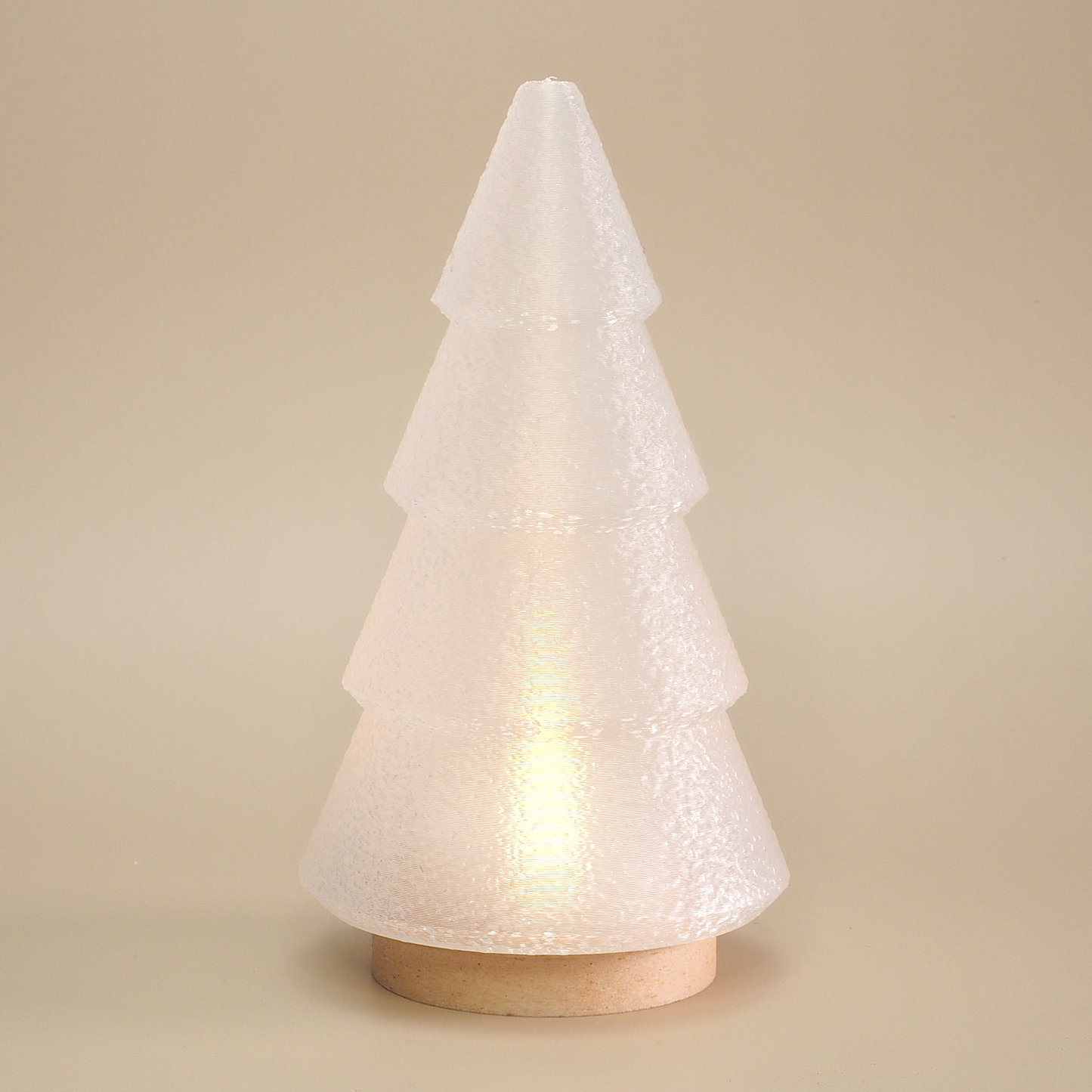 Juletræ fyrfadsstage i transparent materiale – stemningsfuld LED-dekoration i 3D print