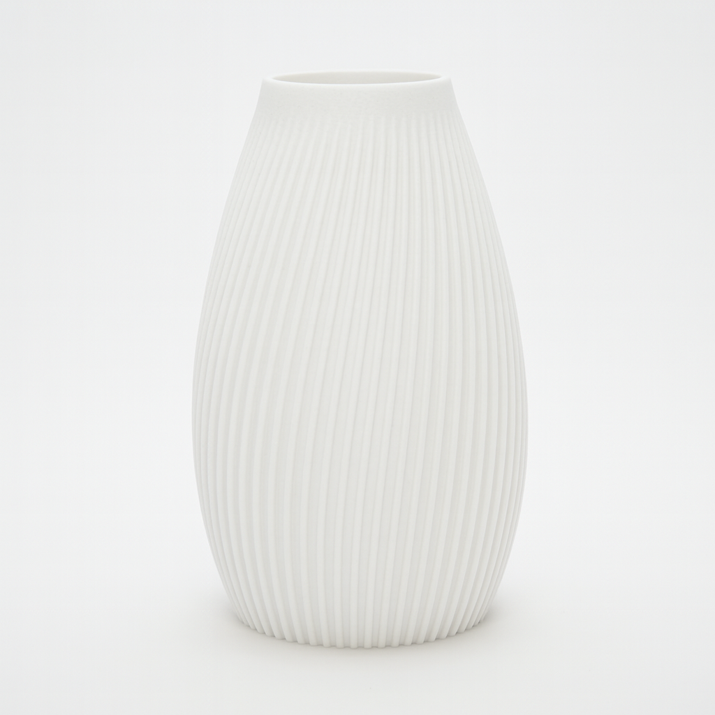 FLUTE Vase hvid – bæredygtig 3D print vase med rillet design fra Hartli