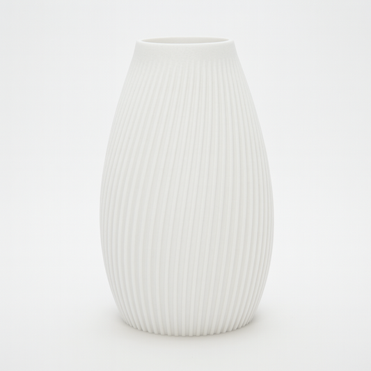 FLUTE Vase hvid – bæredygtig 3D print vase med rillet design fra Hartli