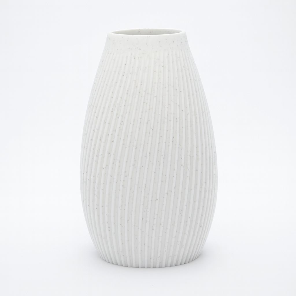 FLUTE Vase marmor – bæredygtig 3D print vase med rillet design fra Hartli