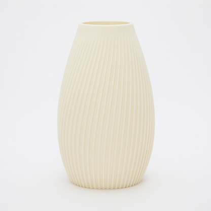 FLUTE Vase cream – bæredygtig 3D print vase med rillet design fra Hartli