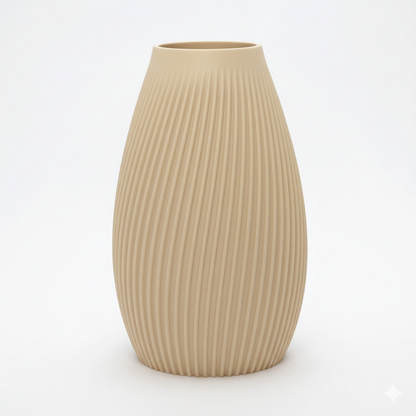 FLUTE Vase beige – bæredygtig 3D print vase med rillet design fra Hartli