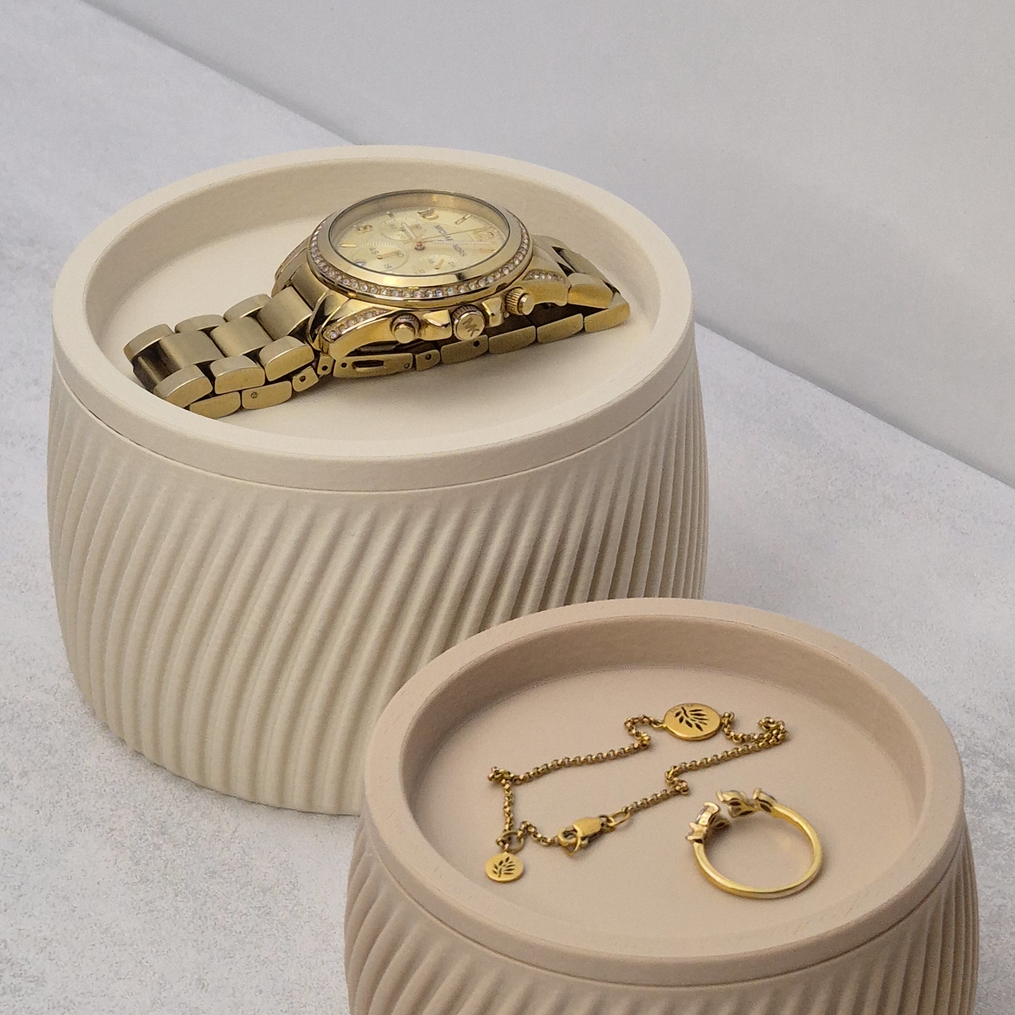 FLUTE Opbevaringsboks, beige, H 5/7 cm