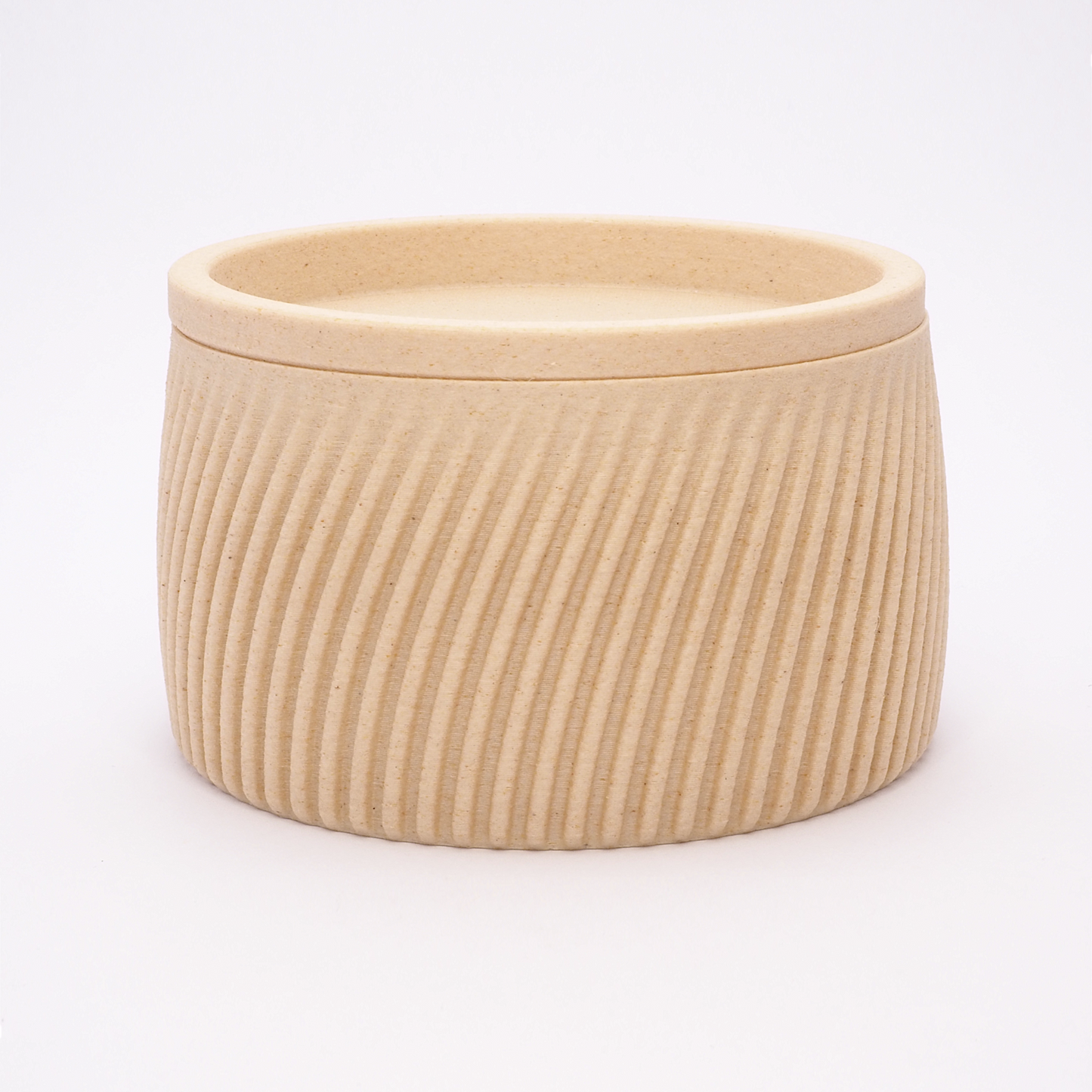 Flute opbevaringsboks i Birk 5/7 cm – naturfarve, låg, ribbet design