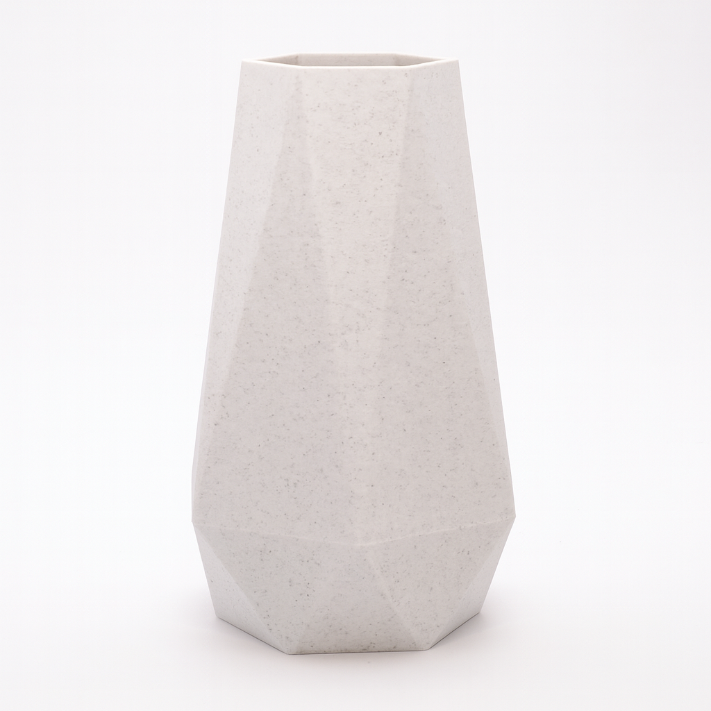 Geometric Vase i Marmor 20/25 cm – steninspireret nuance og facetteret form