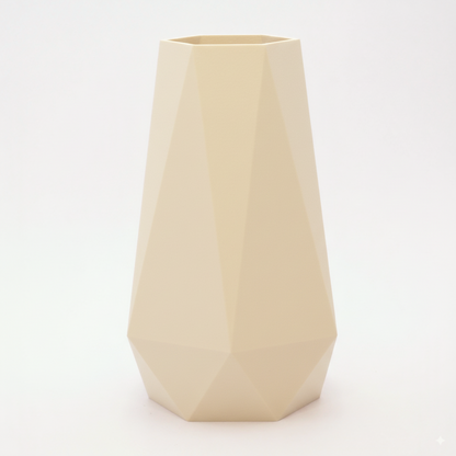 Geometric Vase i Beige 20/25 cm – rolige varme nuancer og ribbet geometri