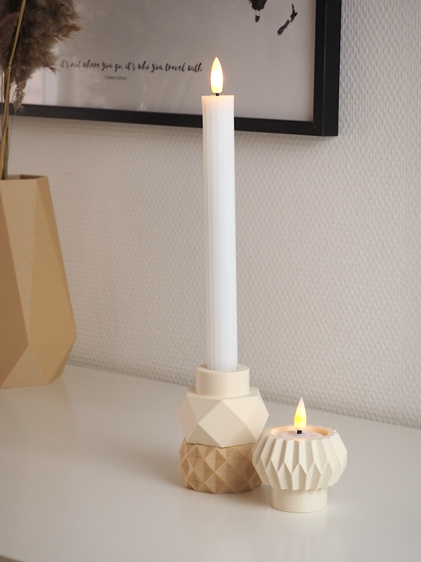 MODUL Lysestager, cream, H 12,5 cm