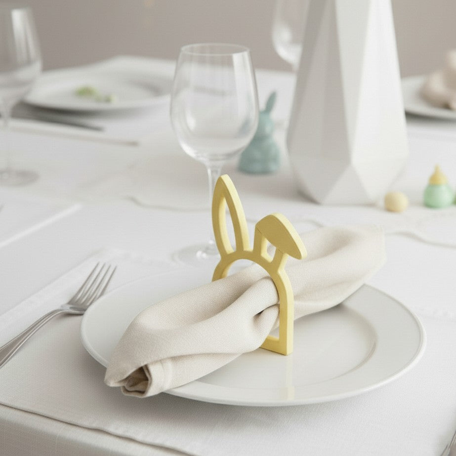 Servietring påskehare, 4-pak, gul