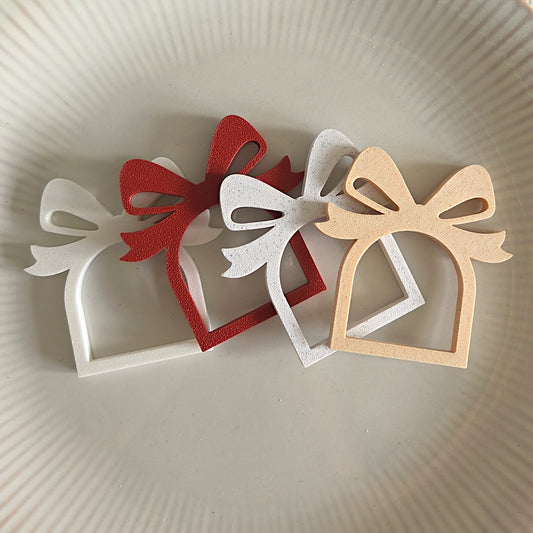 Servietring Sløjfe, sæt af 4, marmor, H 7,4