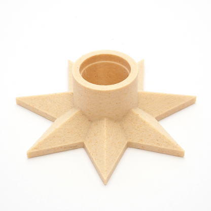 Birkfarvet stjerne formet lysestage - 3D printet dansk design til bæredygtig julepynt og hyggelige vinteraftener