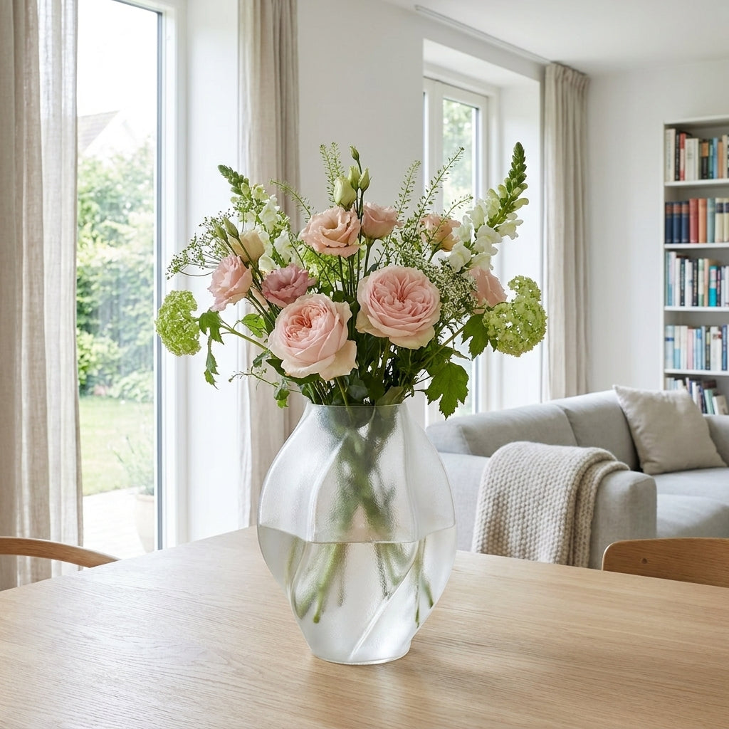 Bølge - 3D printet transparent vase designet og produceret i Danmark af Hartli