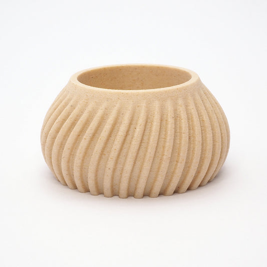 Flute fyrfadsstage i birk 3,5 cm med bløde, lodrette riller