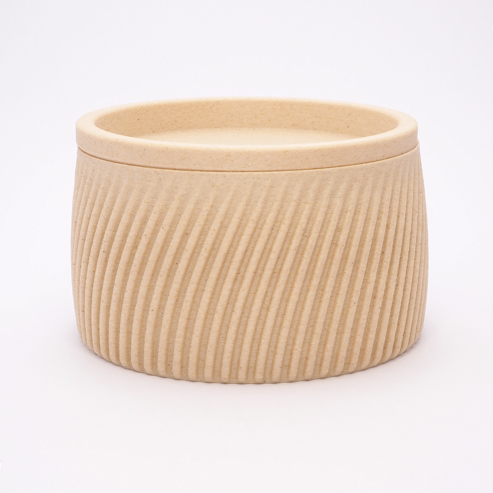 Flute opbevaringsboks i birk 5/7 cm – naturfarve, låg, ribbet design