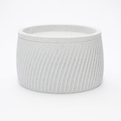 Flute opbevaringsboks i Marmor 5/7 cm – steninspireret nuance, låg og dekorativ struktur