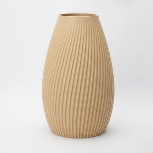 Minimalistisk FLUTE vase i beige – produceret i Danmark