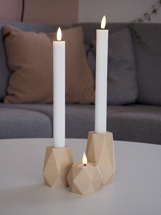 Birk GEOMETRIC LED lysestagesæt – bringer varme og struktur til hjemmet