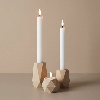 GEOMETRIC lysestage sæt til LED kronelys & fyrfadslys i beige – moderne dansk design