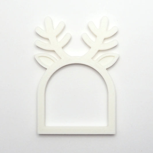 Hvid rensdyr servietring med gevirdetaljer, perfekt som juleservietring til borddækning. 