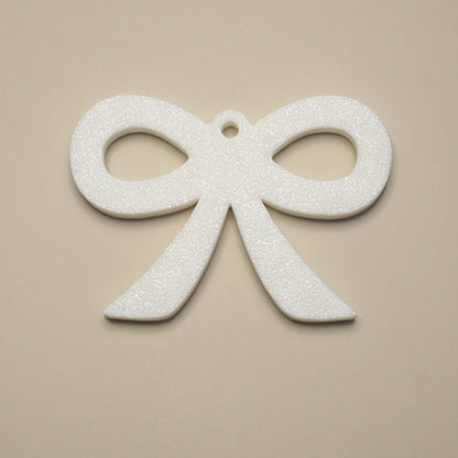 Hvid sløjfe julepynt – egnet til juletræ, adventsgaver, vinduer og dekorative grene.
