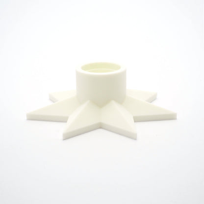 Hvid stjerne lysestage - 3D printet dansk design til bæredygtig julepynt og hyggelige vinteraftener