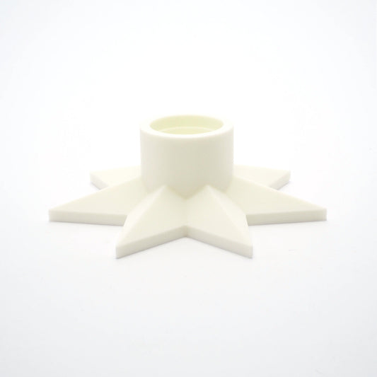 Hvid stjerne lysestage - 3D printet dansk design til bæredygtig julepynt og hyggelige vinteraftener